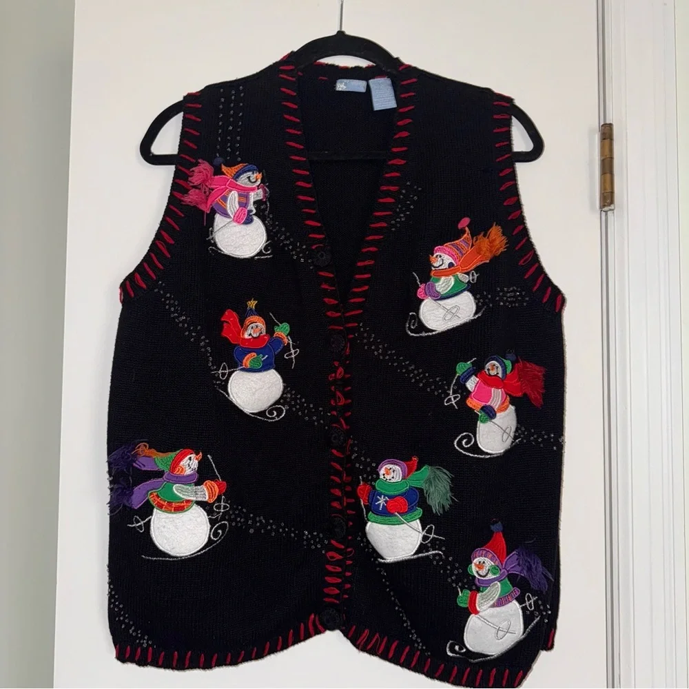 Holiday Editions Black Snowman Vest - Picture 10 of 14